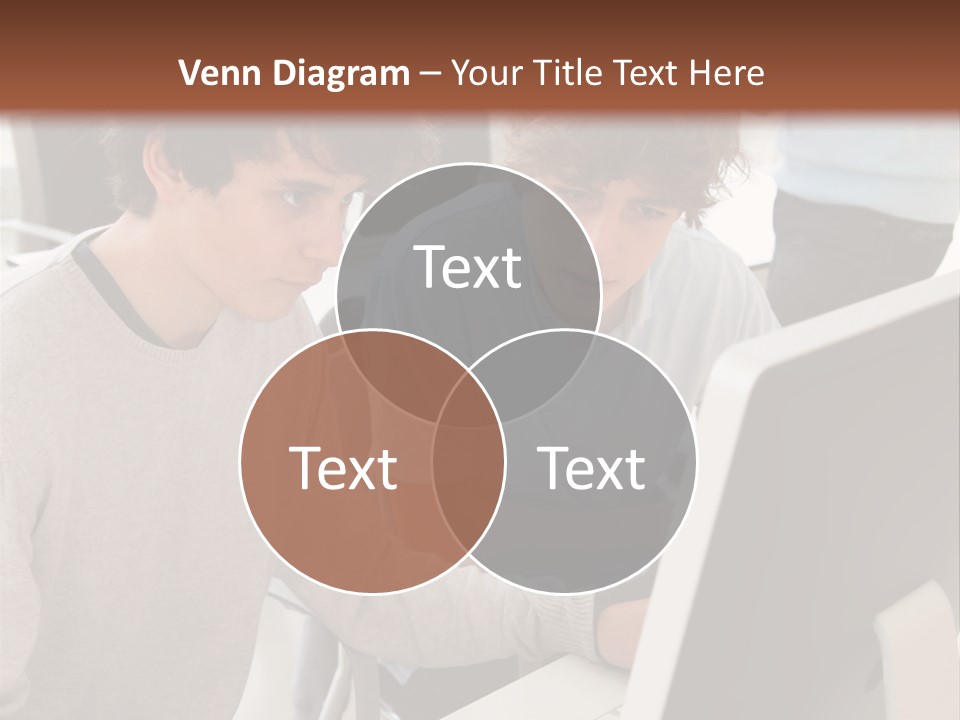 Two Men Working On A Computer In An Office PowerPoint Template