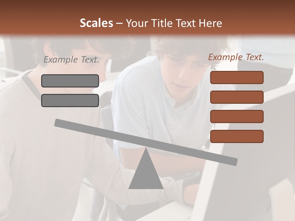 Two Men Working On A Computer In An Office PowerPoint Template