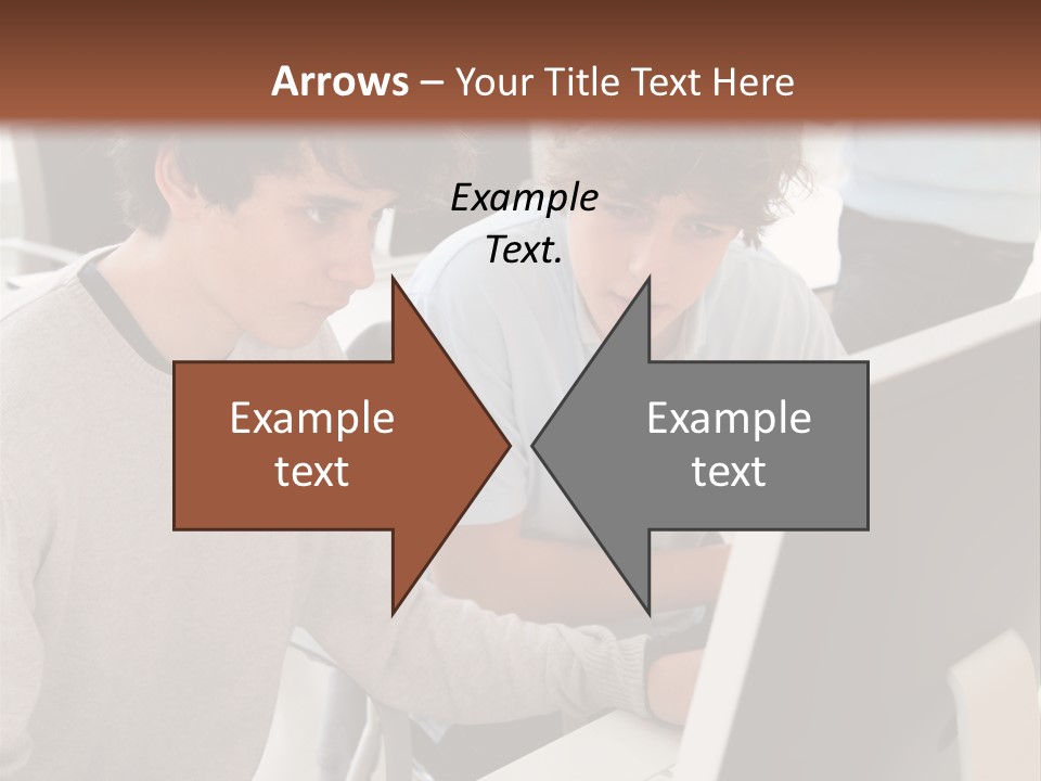 Two Men Working On A Computer In An Office PowerPoint Template