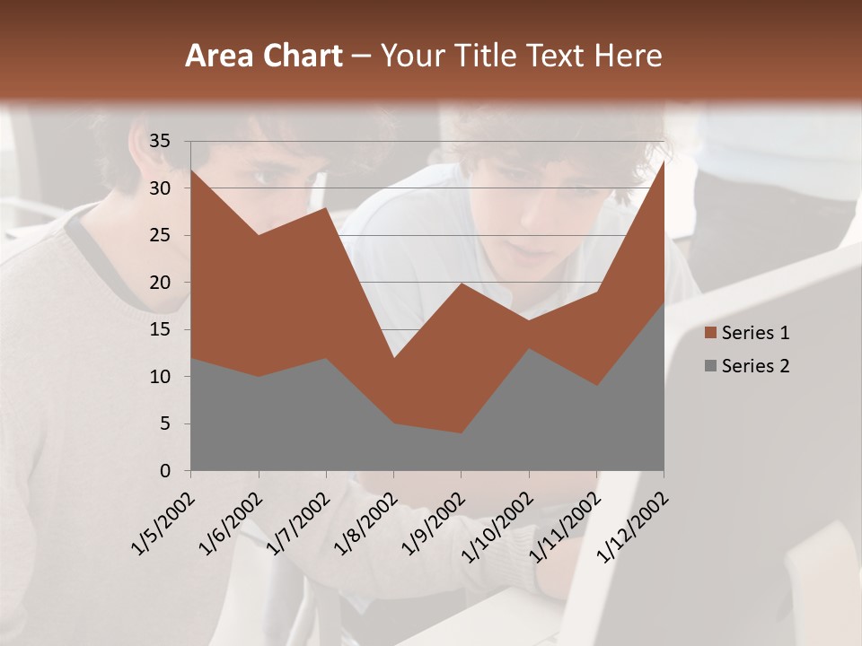 Two Men Working On A Computer In An Office PowerPoint Template