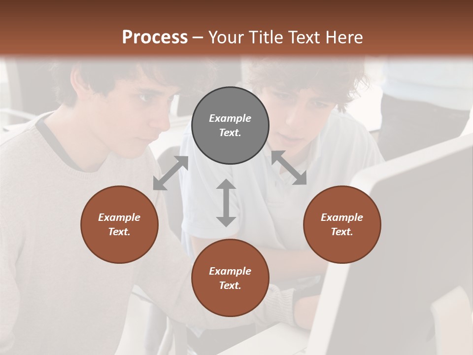 Two Men Working On A Computer In An Office PowerPoint Template