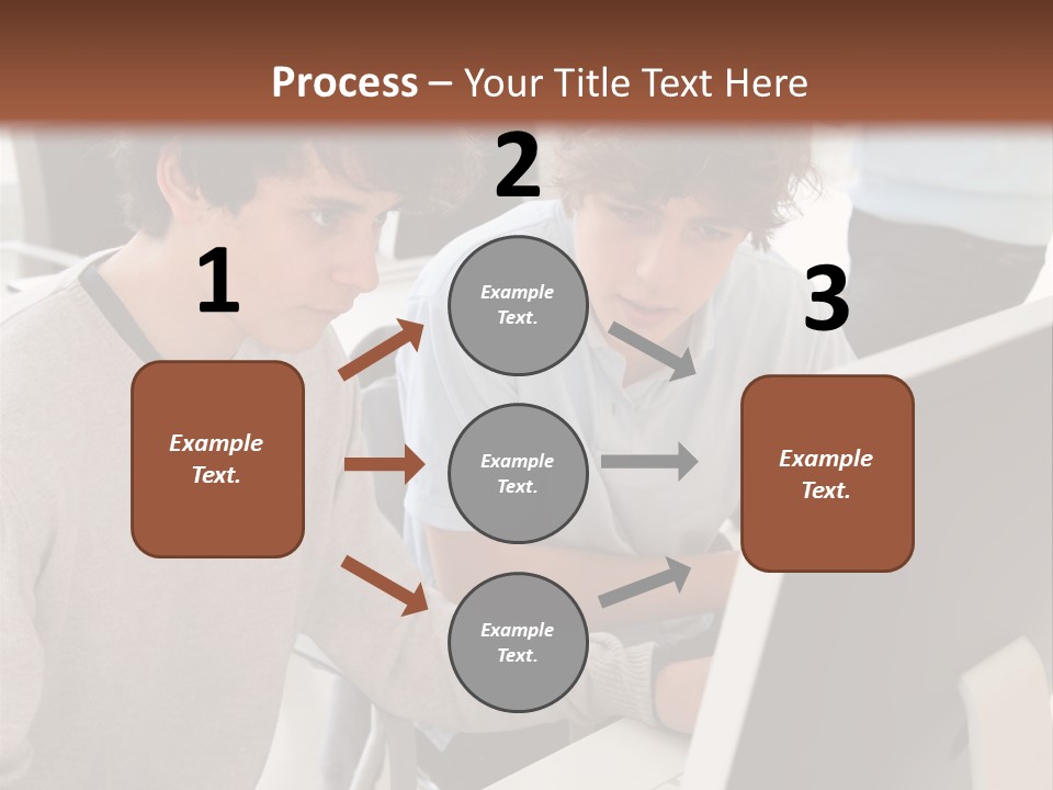 Two Men Working On A Computer In An Office PowerPoint Template