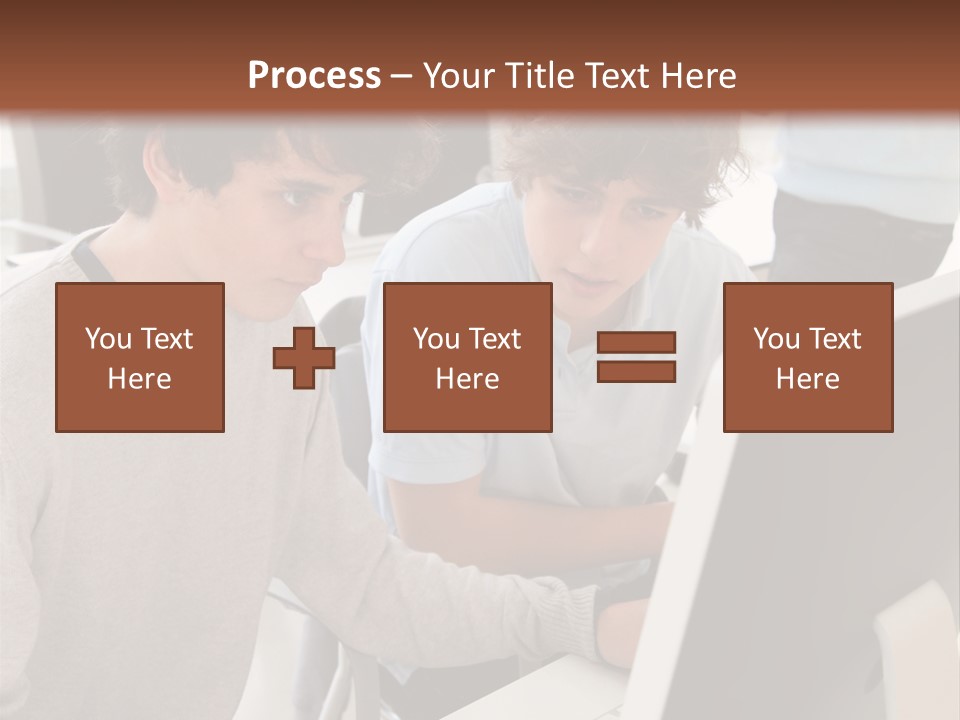 Two Men Working On A Computer In An Office PowerPoint Template