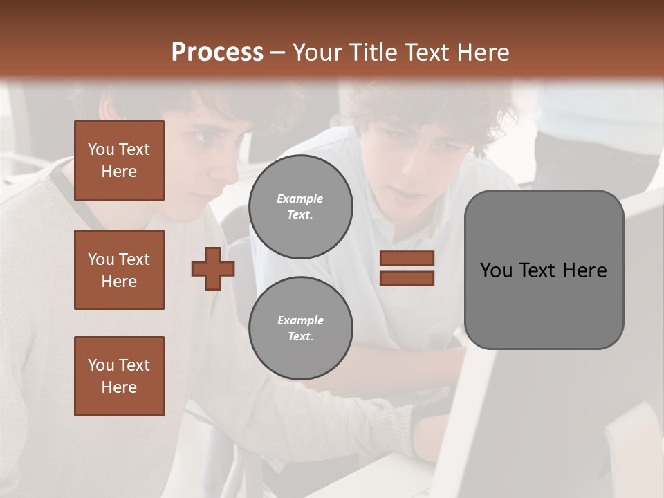 Two Men Working On A Computer In An Office PowerPoint Template