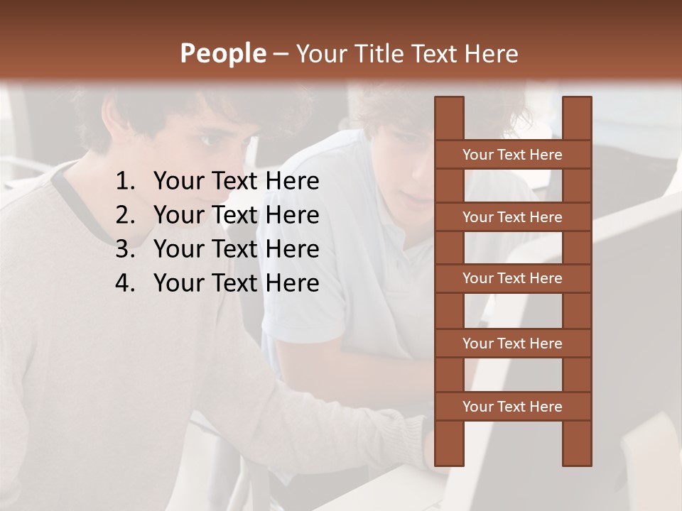 Two Men Working On A Computer In An Office PowerPoint Template