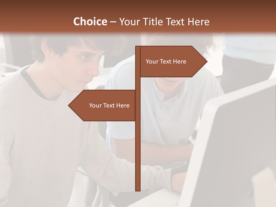 Two Men Working On A Computer In An Office PowerPoint Template