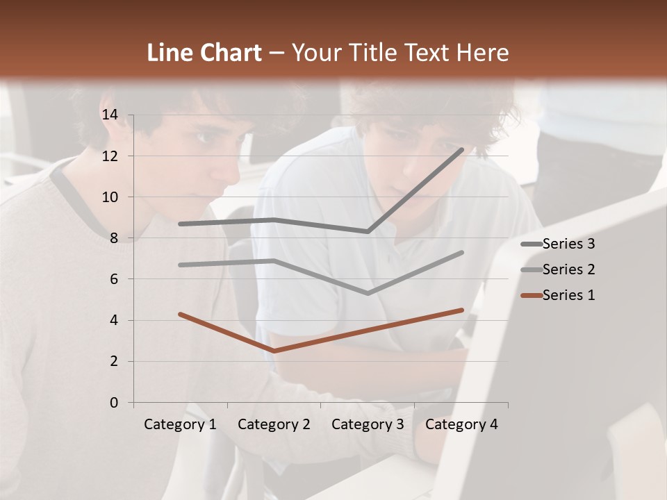 Two Men Working On A Computer In An Office PowerPoint Template