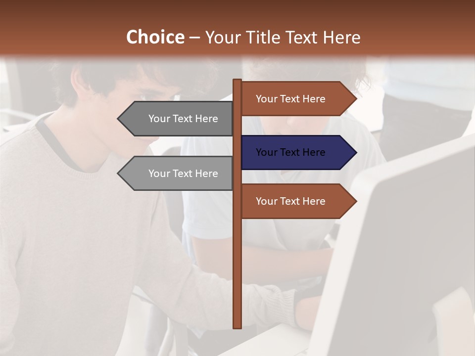 Two Men Working On A Computer In An Office PowerPoint Template