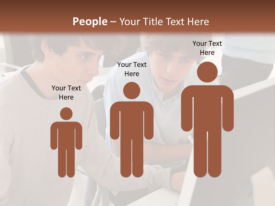 Two Men Working On A Computer In An Office PowerPoint Template