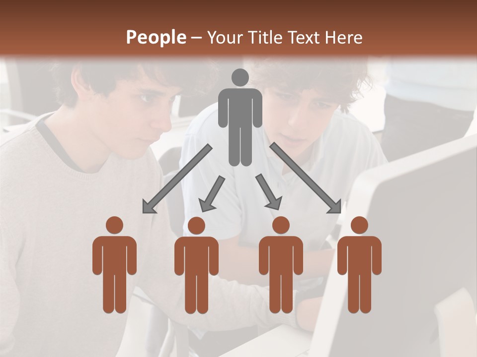 Two Men Working On A Computer In An Office PowerPoint Template