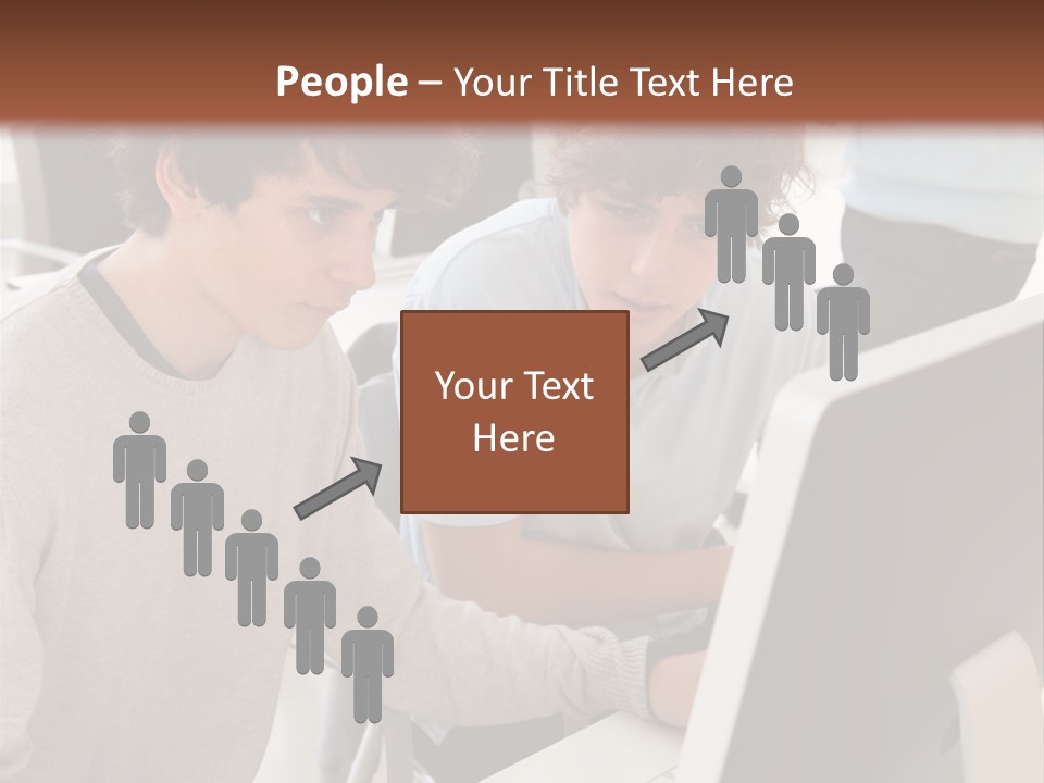 Two Men Working On A Computer In An Office PowerPoint Template