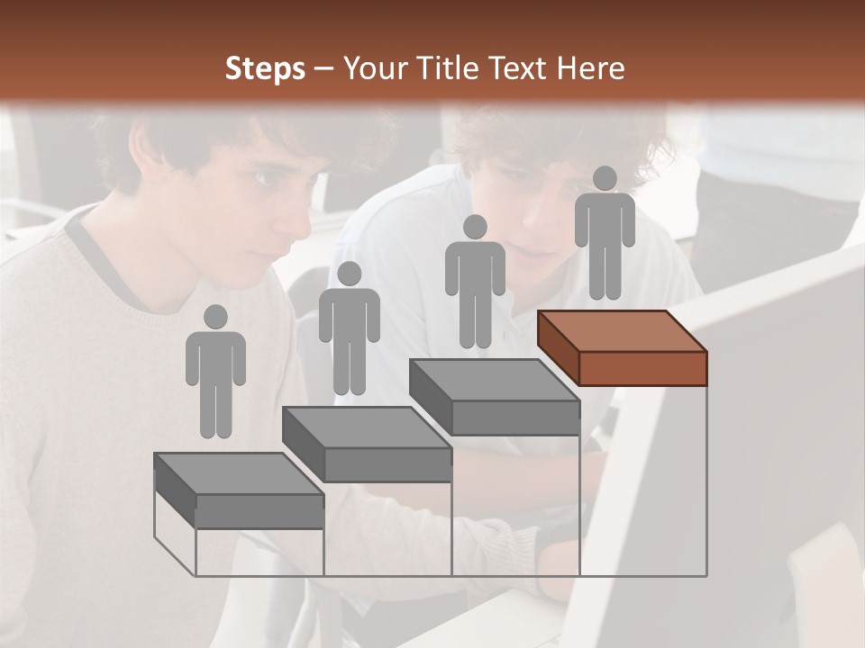 Two Men Working On A Computer In An Office PowerPoint Template