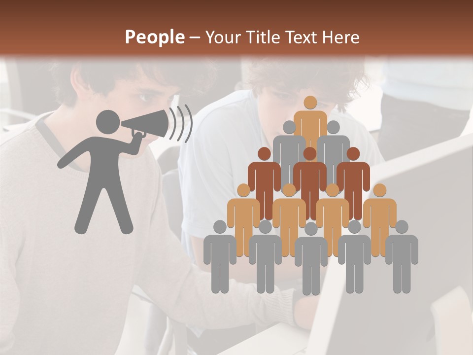 Two Men Working On A Computer In An Office PowerPoint Template