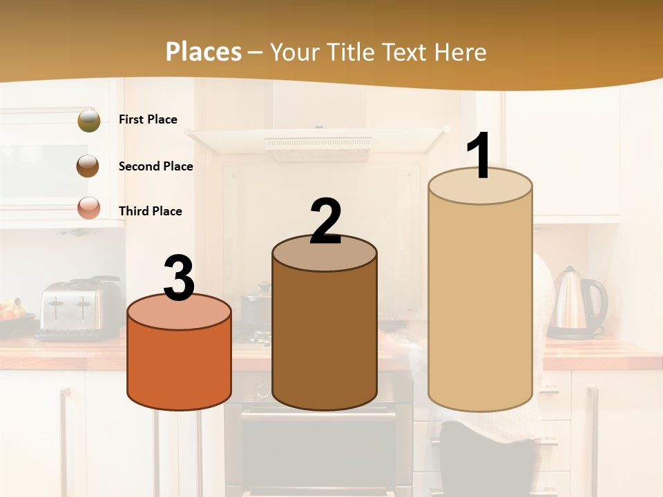 A Man Standing In A Kitchen Next To A Stove Top Oven PowerPoint Template