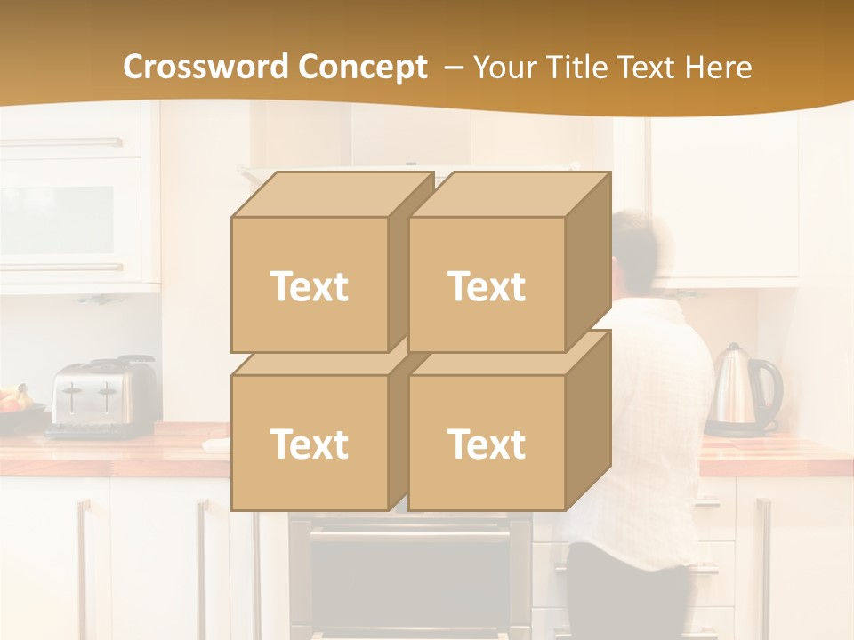 A Man Standing In A Kitchen Next To A Stove Top Oven PowerPoint Template