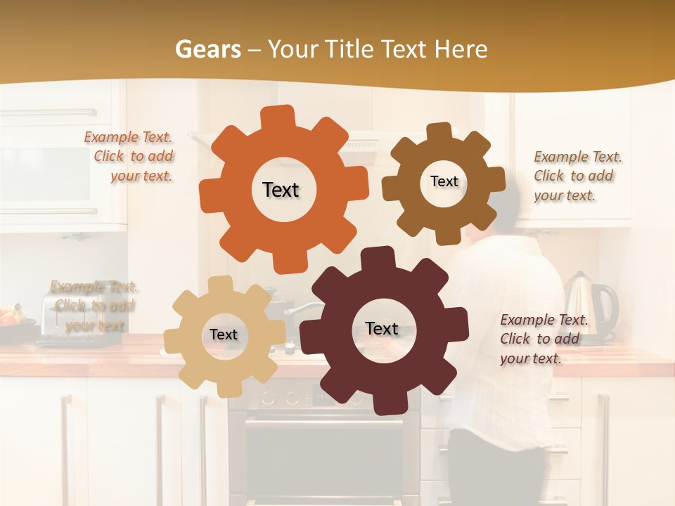 A Man Standing In A Kitchen Next To A Stove Top Oven PowerPoint Template