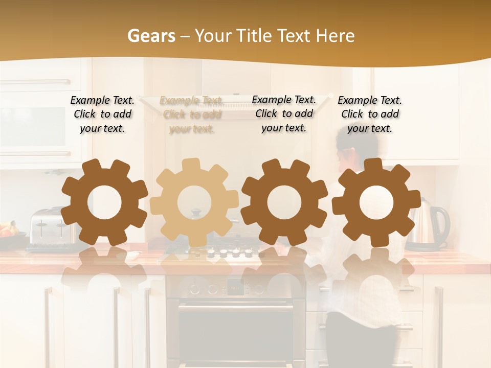 A Man Standing In A Kitchen Next To A Stove Top Oven PowerPoint Template