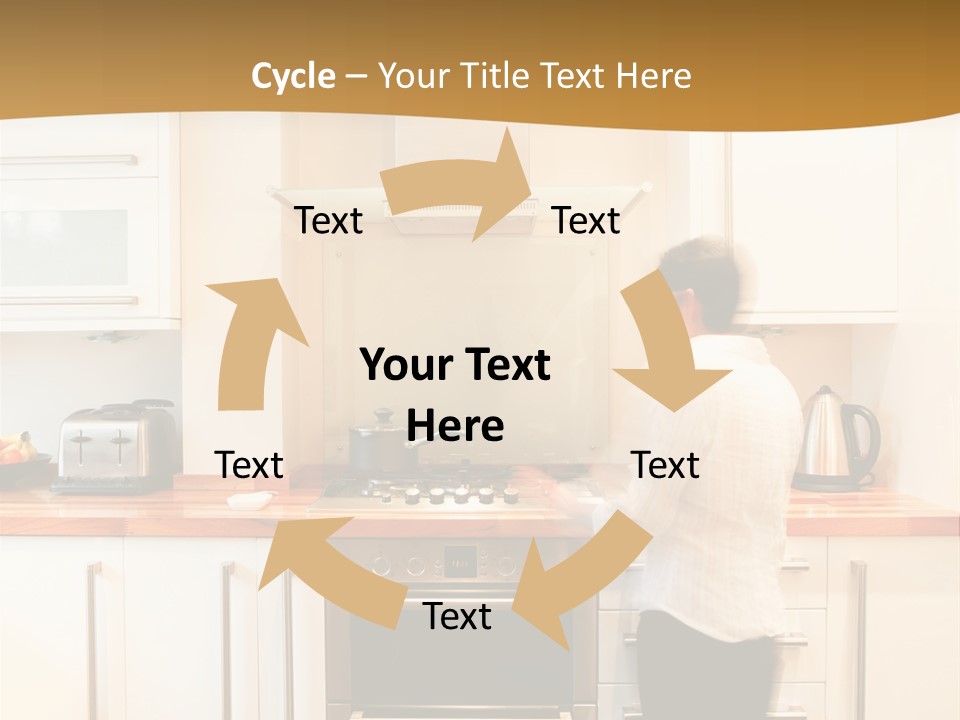 A Man Standing In A Kitchen Next To A Stove Top Oven PowerPoint Template