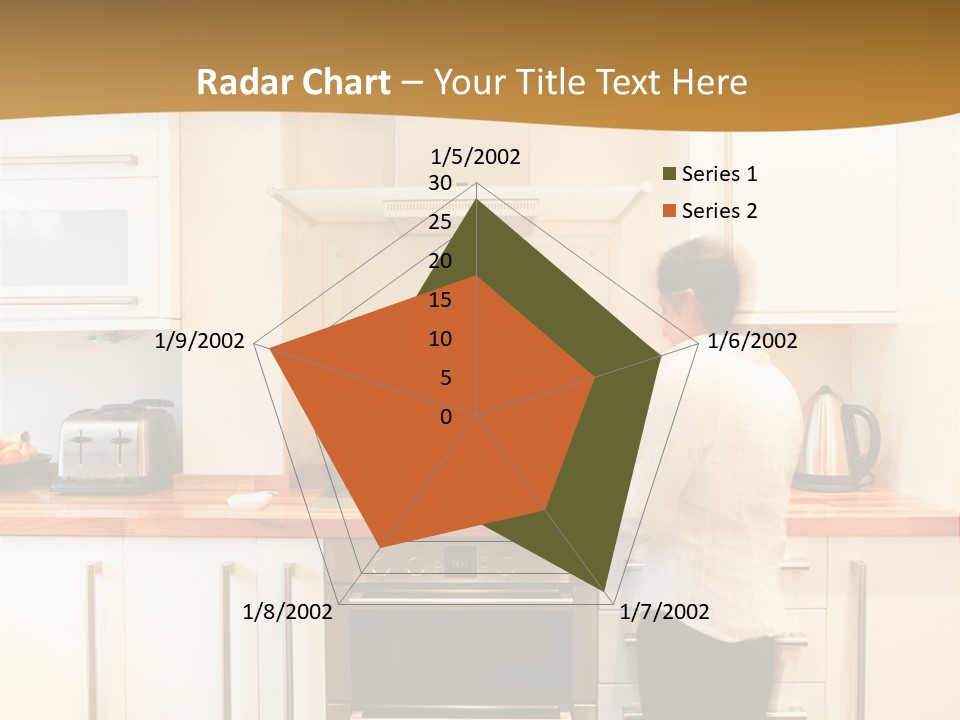 A Man Standing In A Kitchen Next To A Stove Top Oven PowerPoint Template