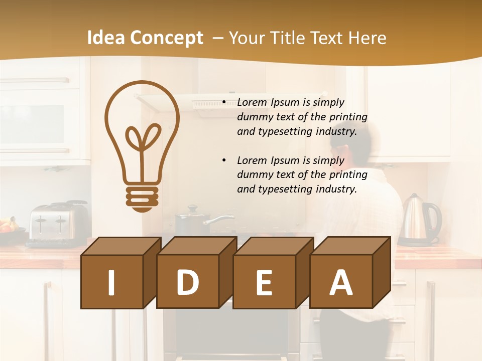 A Man Standing In A Kitchen Next To A Stove Top Oven PowerPoint Template