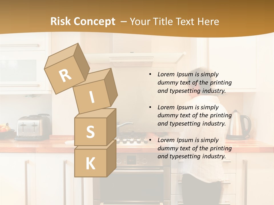 A Man Standing In A Kitchen Next To A Stove Top Oven PowerPoint Template