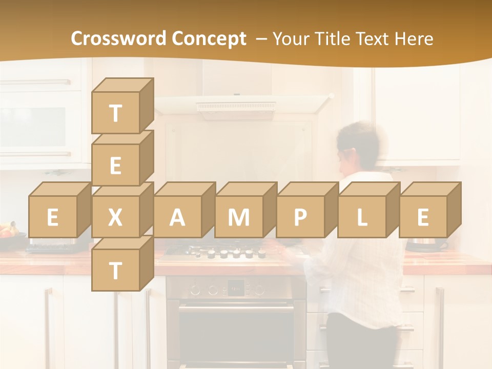 A Man Standing In A Kitchen Next To A Stove Top Oven PowerPoint Template