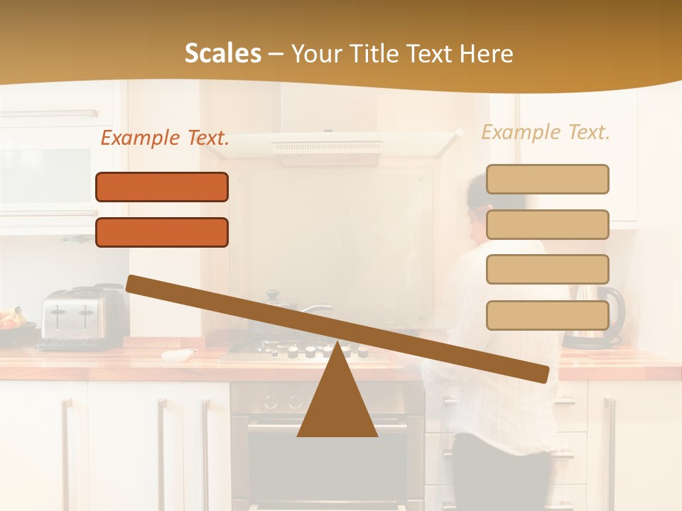 A Man Standing In A Kitchen Next To A Stove Top Oven PowerPoint Template