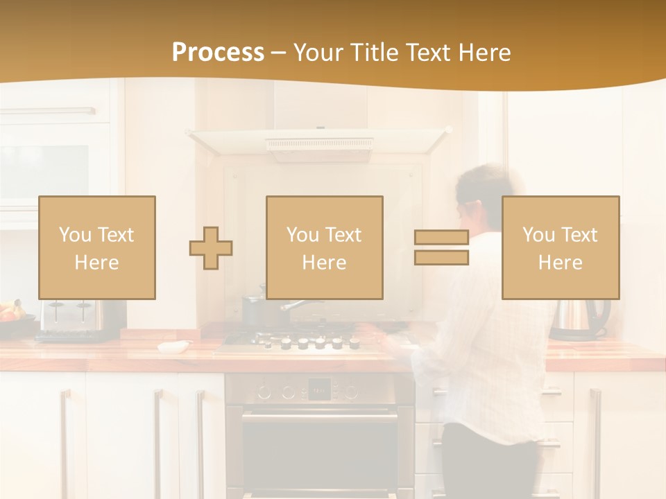 A Man Standing In A Kitchen Next To A Stove Top Oven PowerPoint Template