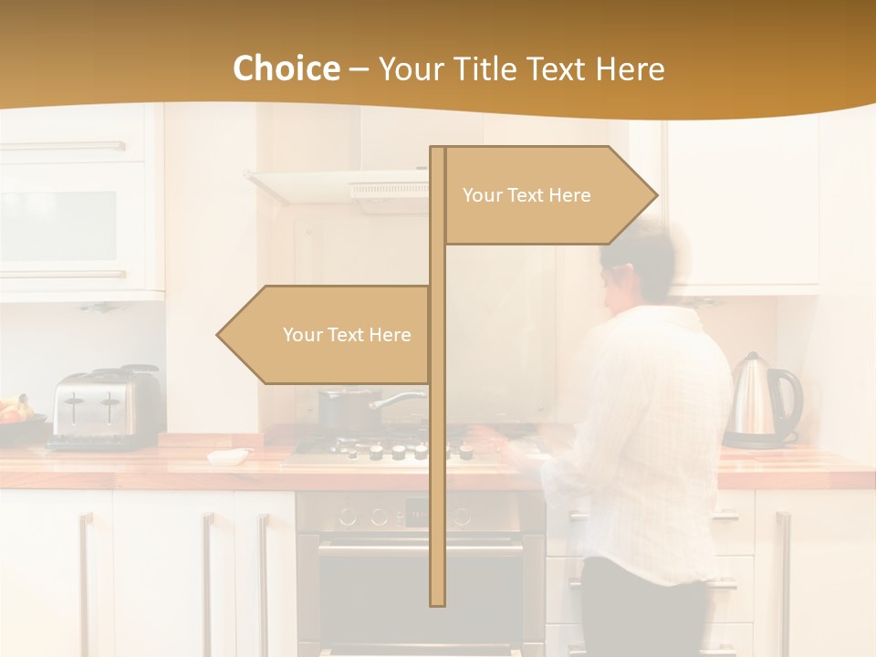 A Man Standing In A Kitchen Next To A Stove Top Oven PowerPoint Template