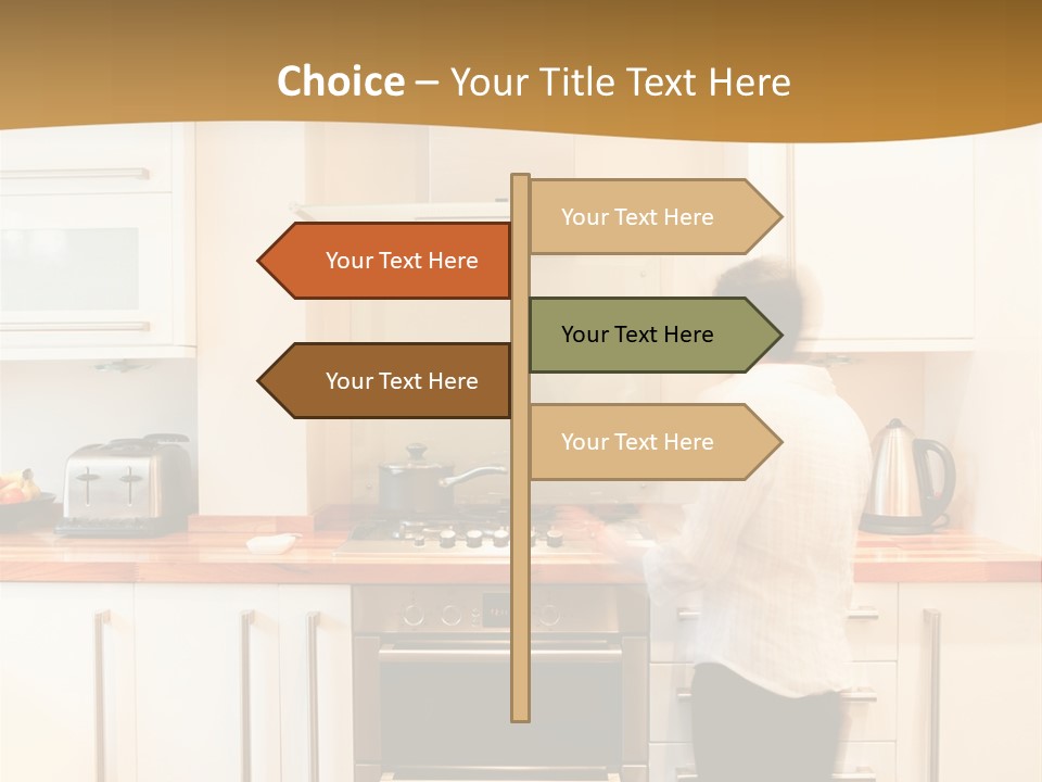 A Man Standing In A Kitchen Next To A Stove Top Oven PowerPoint Template