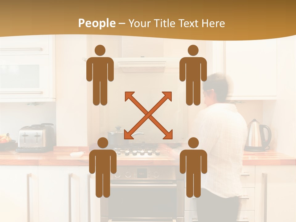 A Man Standing In A Kitchen Next To A Stove Top Oven PowerPoint Template