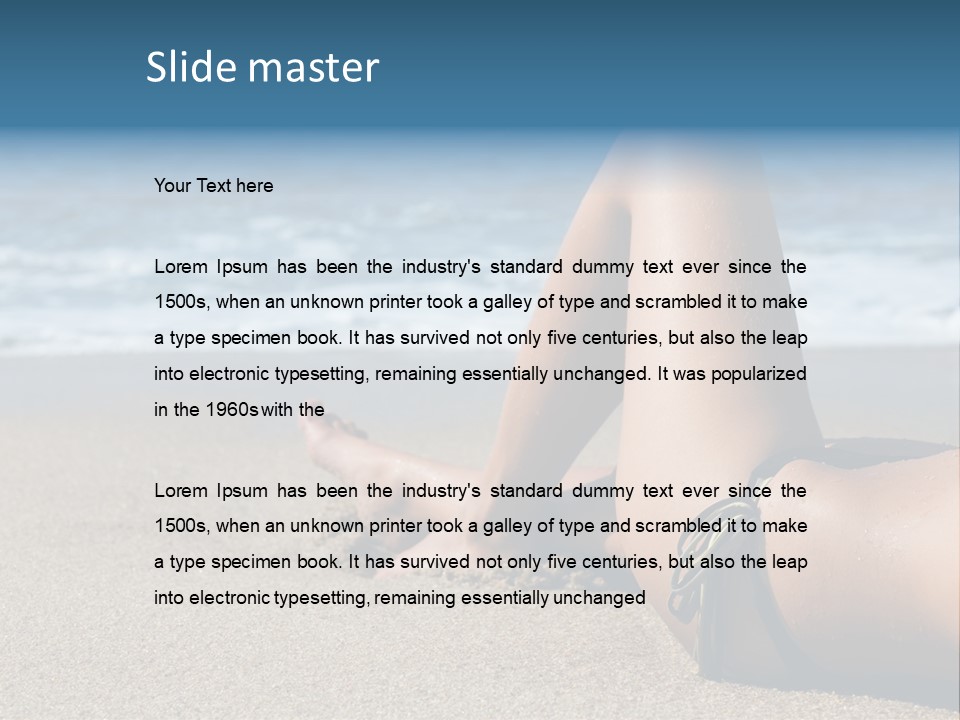 A Woman In A Bikini Laying On The Beach PowerPoint Template