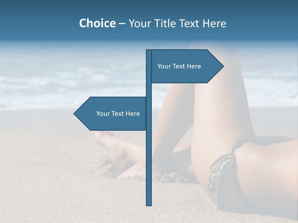 A Woman In A Bikini Laying On The Beach PowerPoint Template