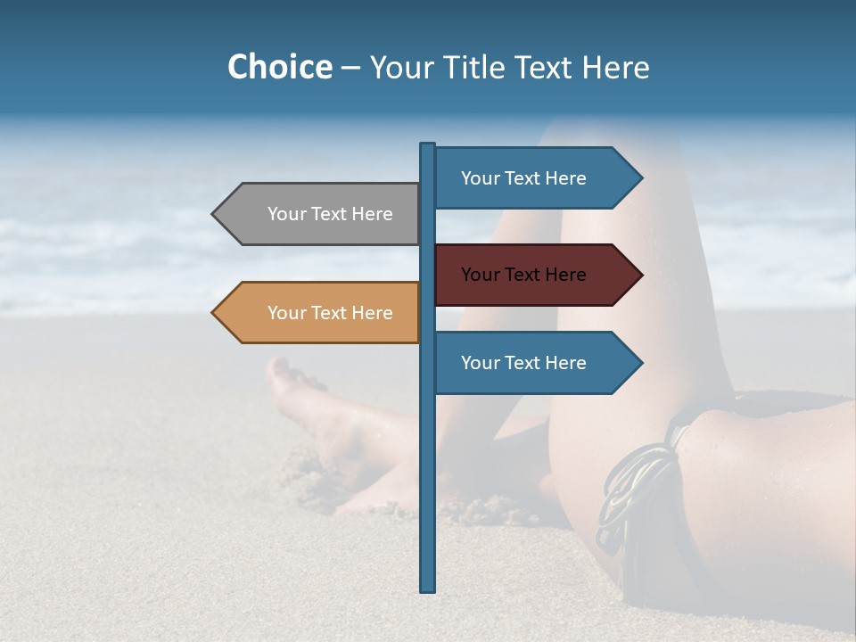 A Woman In A Bikini Laying On The Beach PowerPoint Template