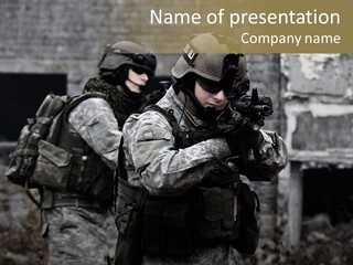 Young Combat Rifle PowerPoint Template