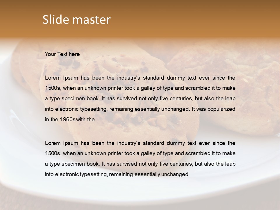 A White Plate Topped With Three Cookies On Top Of A Table PowerPoint Template