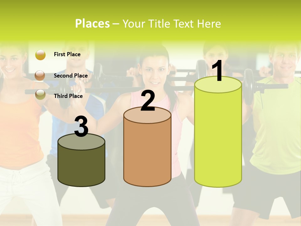 A Group Of People Holding Up A Barbell PowerPoint Template