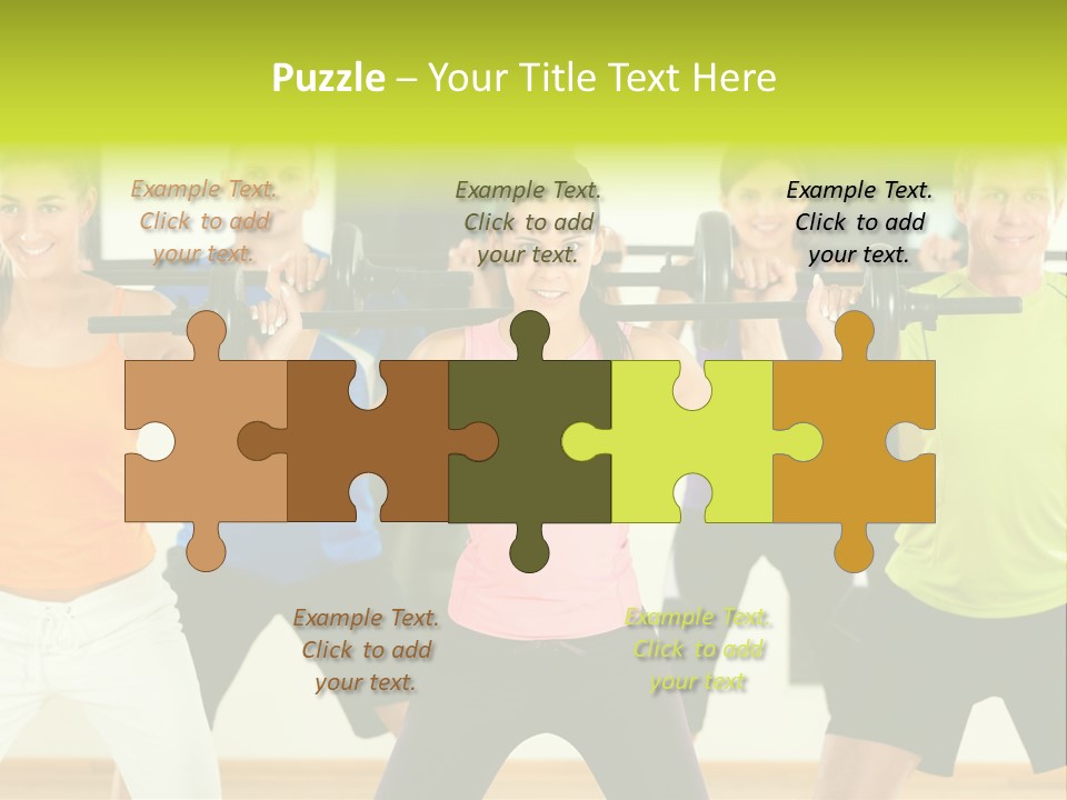 A Group Of People Holding Up A Barbell PowerPoint Template