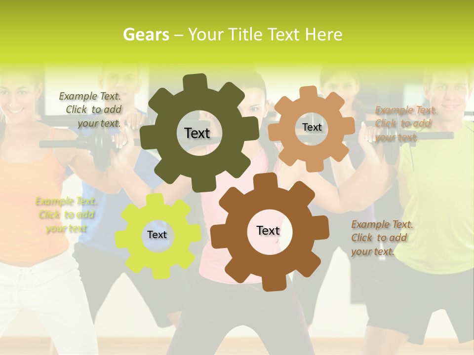 A Group Of People Holding Up A Barbell PowerPoint Template