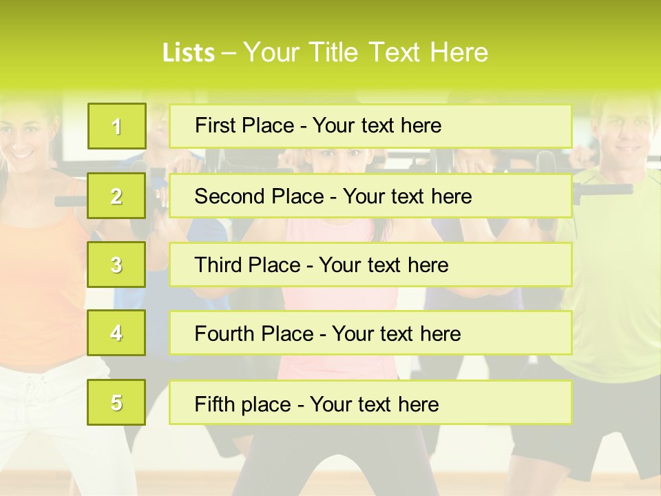 A Group Of People Holding Up A Barbell PowerPoint Template