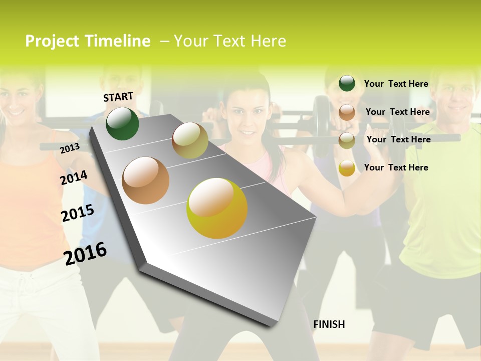 A Group Of People Holding Up A Barbell PowerPoint Template