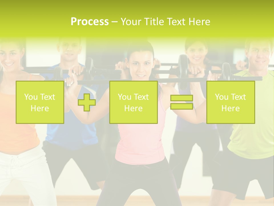 A Group Of People Holding Up A Barbell PowerPoint Template