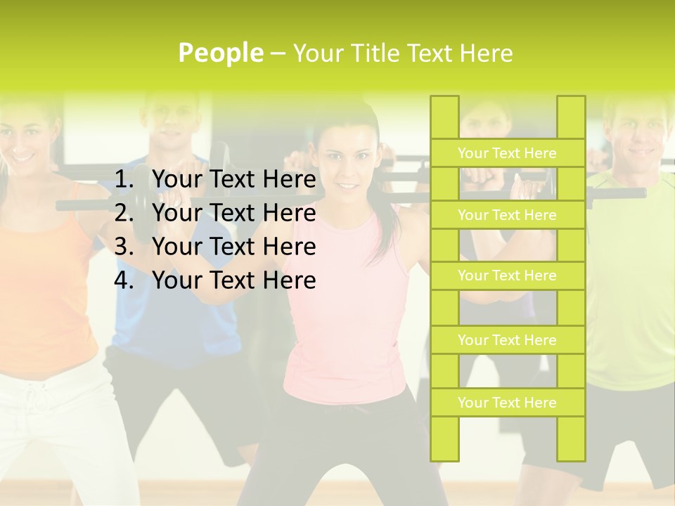 A Group Of People Holding Up A Barbell PowerPoint Template