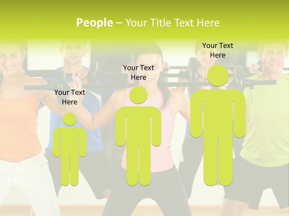 A Group Of People Holding Up A Barbell PowerPoint Template