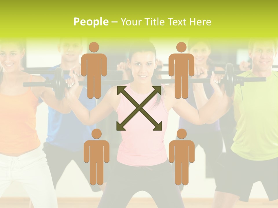 A Group Of People Holding Up A Barbell PowerPoint Template