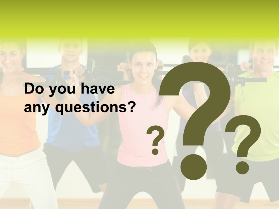 A Group Of People Holding Up A Barbell PowerPoint Template