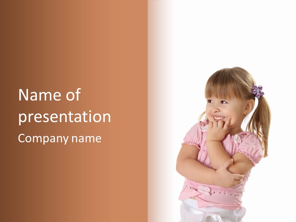 Kid Brunette Play PowerPoint Template