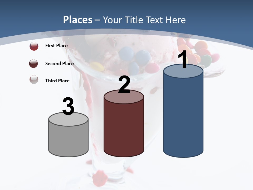 An Ice Cream Sundae With Sprinkles On A Blue And White Background PowerPoint Template