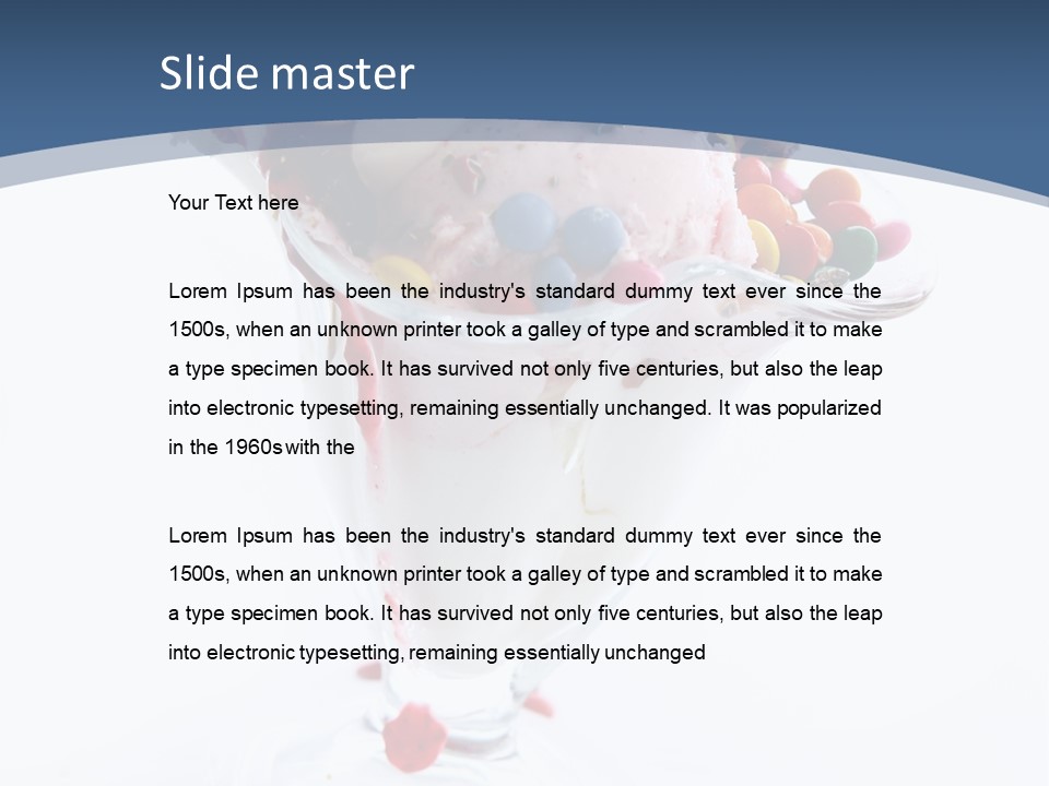 An Ice Cream Sundae With Sprinkles On A Blue And White Background PowerPoint Template