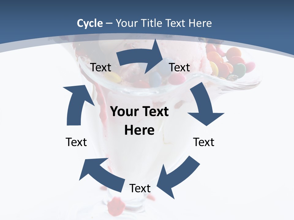 An Ice Cream Sundae With Sprinkles On A Blue And White Background PowerPoint Template